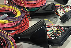 Photo of wiring harnesses in production